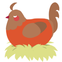 Magma, a vermilion and brown chicken with a head pattern