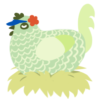 Vista, a gluppy and apple chicken with a lace pattern