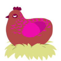 花乡, a red and fuchsia chicken with a half-lace pattern