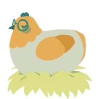 Yolkems, a silver and orange chicken with a head pattern