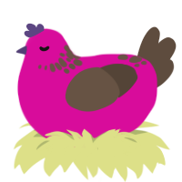 Thang, a fuchsia and bark chicken with a neck-speckle pattern