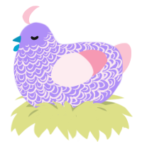 A lilac and rose chicken with a double-lace pattern
