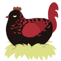 Paper Bag, a sable and crimson chicken with a half-lace pattern