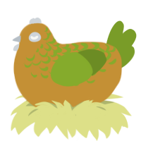 A gold and chartreuse chicken with a half-lace pattern