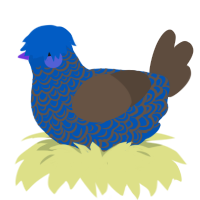Sodalite, a ultramarine and bark chicken with a double-lace pattern
