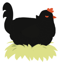 Mortis, a black chicken with a lace pattern