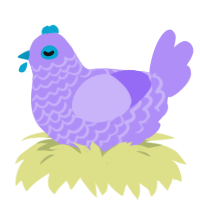 A lilac chicken with a lace pattern