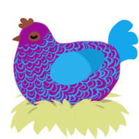 A plum and sky chicken with a double-lace pattern