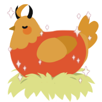 Candy corn, a vermilion and orange chicken with a head pattern