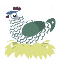 FISH, a mist and viridian chicken with a lace pattern