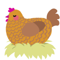 pink fry-day, a orange and brown chicken with a lace pattern