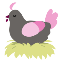 A grey and pink chicken