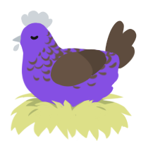 A blurple and bark chicken with a half-lace pattern