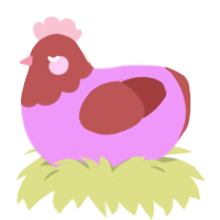 A lavender and red chicken with a head pattern