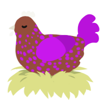 (unnamed), a russet and amethyst chicken with a speckle pattern