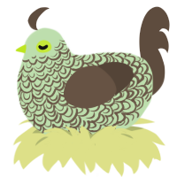 A gluppy and bark chicken with a double-lace pattern