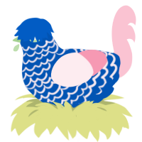 A ultramarine and rose chicken with a lace pattern