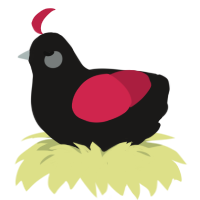 A sable and crimson chicken
