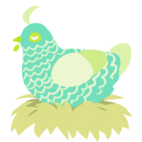 A mint and apple chicken with a lace pattern
