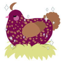 A wine and brown chicken with a speckle pattern