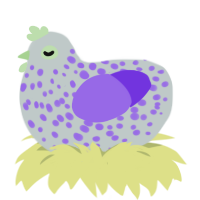 (unnamed), a silver and blurple chicken with a speckle pattern