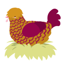 (unnamed), a ochre and maroon chicken with a lace pattern