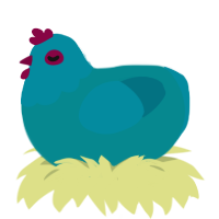 A teal and sea chicken with a head pattern