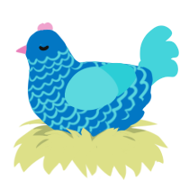 Pool, a sapphire and aqua chicken with a lace pattern