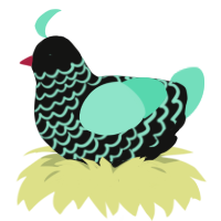 A black and mint chicken with a lace pattern