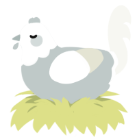 Mystic, a silver and white chicken with a head pattern