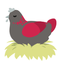 PAP Minister, a grey and crimson chicken with a neck-speckle pattern
