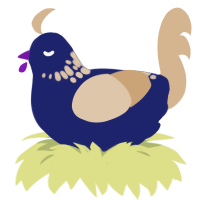 (unnamed), a navy and beige chicken with a neck-speckle pattern