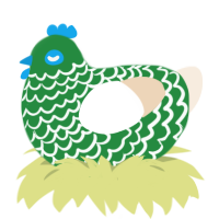 Field, a viridian and cream chicken with a lace pattern