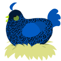 A tumblr and ultramarine chicken with a double-lace pattern