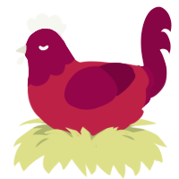 lesbian, a crimson and maroon chicken with a head pattern