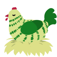 A lemon and leaf chicken with a bar pattern