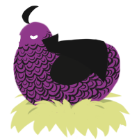 Hot Topic Baby, a plum and black chicken with a double-lace pattern