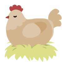 A beige chicken with a head pattern