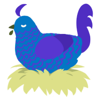 A sapphire and indigo chicken with a lace pattern