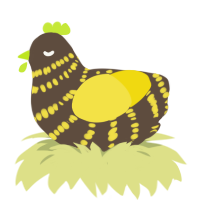 banana turd, a bark and yellow chicken with a bar pattern