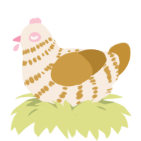 A cream and gold chicken with a bar pattern