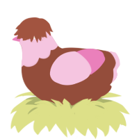 A russet and pink chicken with a head pattern