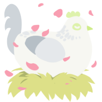Ophelia, a white and mist chicken with a neck-speckle pattern