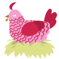 delicious, a pink and crimson chicken with a lace pattern