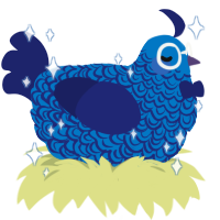 A sapphire and navy chicken with a double-lace pattern