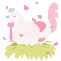 A white and rose chicken with a lace pattern