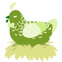 Marius, a chartreuse and apple chicken with a half-lace pattern
