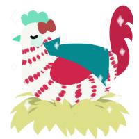 Sensitive Toothpaste, a white and crimson chicken with a bar pattern