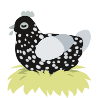 A sable and mist chicken with a speckle pattern
