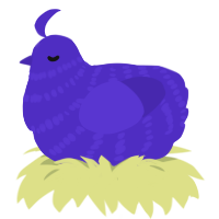 Indiegogo, a indigo chicken with a bar pattern